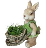 Dekoration Gecco 8067, Rabbit with Wheel barrow, magnesia, 34 cm