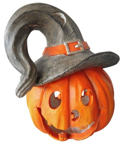 Decoration Xecco 2339, Pumpkin candlestick with hat, ceramics, 28 cm