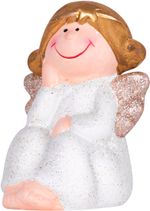 Figura MagicHome Vianoce, karácsonyi, ülő angyal, polirezin, 6,7x6,2x11 cm