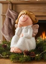 Figurine MagicHome Christmas, Sitting Angel, polyresin, 6.7x6.2x11 cm