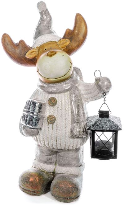 Dekorácia MagicHome Vianoce, Sob s lampášikom, keramika, 41 cm