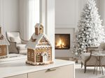 Dekoráció MagicHome Karácsonyi, házikó, havas, polirezin, 10,3x11,1x19 cm
