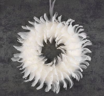 Garland MagicHome, feather wreath, white, 35 cm