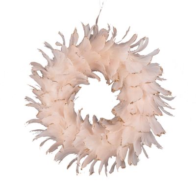 MagicHome karácsonyi koszorú, pelyhes, rózsaszín, felfüggeszthető, 35 cm