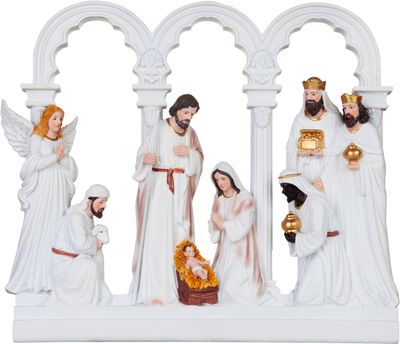 Dekoráció MagicHome Karácsonyi, betlehem, 8 figura, polirezin, 3,7x26,5x23 cm