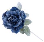 Flower MagicHome, peony with leaf, blue, stem, flower size: 12 cm, flower length: 23 cm, pack of 6 p