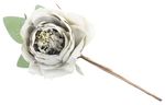 Flower MagicHome, open rose, green, stem, flower size: 11 cm, flower length: 22 cm, pack of 6 pcs