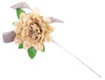 Flower MagicHome, peony, with ribbon, ochre, stem, flower size: 17 cm, flower length: 37 cm, pack of