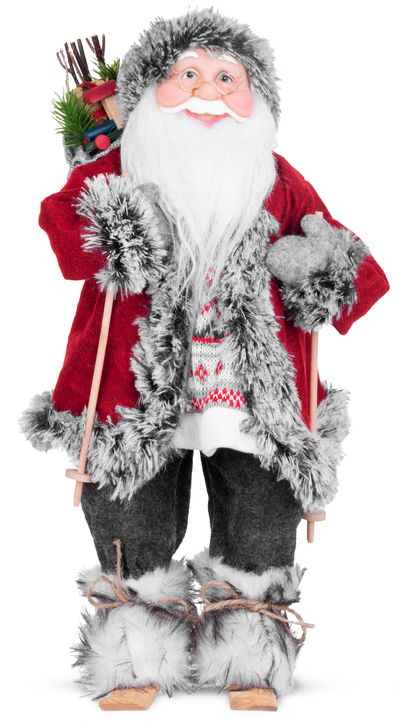 Christmas decoration MagicHome, Santa with skis and wood, 046 cm