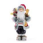 Decoration MagicHome Christmas, Santa with skis and wood, 60 cm