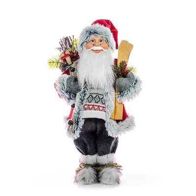 Decoration MagicHome Christmas, Santa with skis and wood, 60 cm