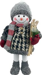 Decoration MagicHome Christmas, Snowman girl with skis, 50 cm