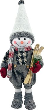 Decoration MagicHome Christmas, Snowman boy with skis, 60 cm