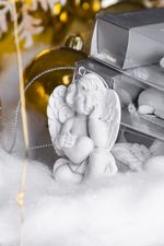 Christmas decoration MagicHome, hanging angel, polyresin, 5 cm, pack. sellbox 24 pcs (mix. 4 pattern
