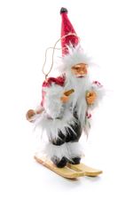 Dekoráció MagicHome Vianoce, Mikulás síléceken, 18 cm