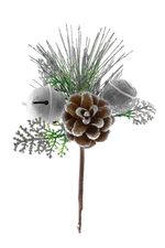 Ág MagicHome Karácsony, csengővel, ezüst, 20 cm