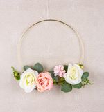 Decoration, hanging, 25 cm, flowers, golden hoop