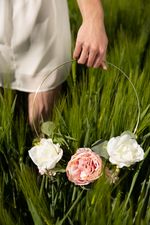 Decoration, hanging, 25 cm, flowers, golden hoop