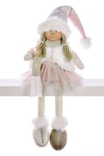 Decoration MagicHome Christmas, Girl in pink skirt, sitting, 33 cm