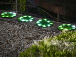 Lámpa Strend Pro 6155, Gyepburkoló lapok 4 db, 24 cm, műfűből készült napelemes körök, 4x 8 LED, AA