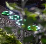 Lámpa Strend Pro 6155, Gyepburkoló lapok 4 db, 24 cm, műfűből készült napelemes körök, 4x 8 LED, AA