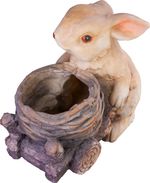 Dekorácia MagicHome Gecco, Zajačik s vozíkom, magnesia, 34x19x39 cm