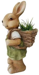 Decoration Gecco 8053, Bunny with basket, magnesia, 46 cm