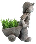 MagicHome Gecco dekoráció, Fiú taligával, magnézia, 37 x 19 x 47 cm