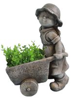 Dekorácia MagicHome Gecco, Dievča s vozíkom, keramika, 34x20x47 cm