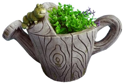 MagicHome Gecco dekoráció, Öntözőkanna/virágcserép, magnézia, 36 x 22 x 23 cm