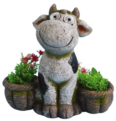 Decoration Gecco W1949, Cow/flowerpot, magnesium, 39 cm