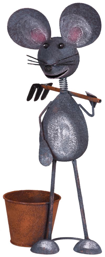 Decoration Mecco 2392, Mouse with pot, 53 cm, sheet metal