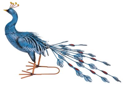 MagicHome Mecco dekoráció, Páva, fémlemez, 70 x 23 x 46 cm