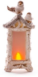 Decoration MagicHome Christmas, Birds on a Fireplace, 12 LED, 3xAAA, ceramic, 21x15x44 cm