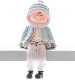 Figura MagicHome, karácsonyi, fiú, polirezin, 11x8x13 cm
