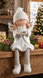 Figurine MagicHome Christmas, Angel with book, ceramic, 22x20x32.50 cm
