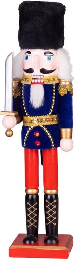 Figura MagicHome Karácsony Woodeco, 38cm, diótörő koronával, fa