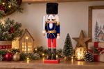 Figura MagicHome Karácsony Woodeco, 38cm, diótörő koronával, fa