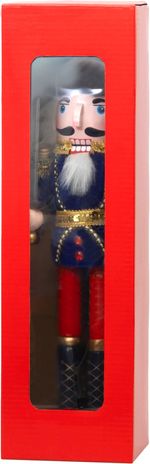 Figura MagicHome Karácsony Woodeco, 38cm, diótörő koronával, fa