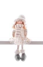 Decoration MagicHome Christmas, Girl in polka dot skirt, sitting, 33 cm