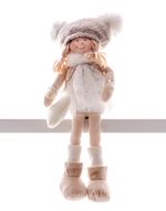 Dekorácia MagicHome Vianoce, Deti, biele, sediace, 22 cm