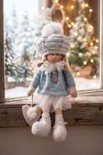 Decoration MagicHome Christmas, Children, blue, sitting, 22 cm