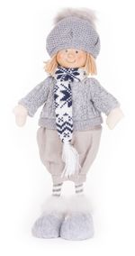 Dekoráció MagicHome Karácsony, fiú kék sállal, 38 cm