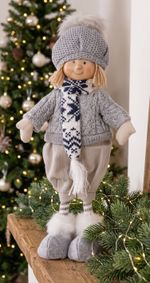 Decoration MagicHome Christmas, Boy with blue scarf, 38 cm