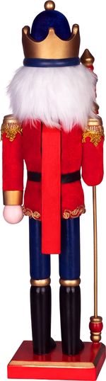 Figura MagicHome Karácsony Woodeco, 38 cm, Diótörő báránybőr sapkával, fa