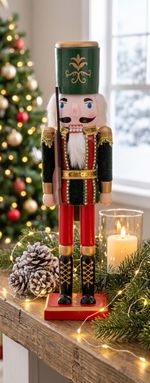 Figure MagicHome Christmas Woodeco, Nutcracker with cap, 38 cm, wood