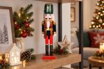 Figura MagicHome Karácsony Woodeco, 38 cm, Diótörő sapkával, fa