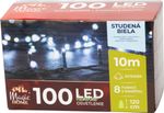 Reťaz MagicHome Vianoce Serpens, 100 LED studená biela, 8 funkcií, 230 V, 50 Hz, s adapterom, IP44, exteriér, osvetlenie, L-10 m
