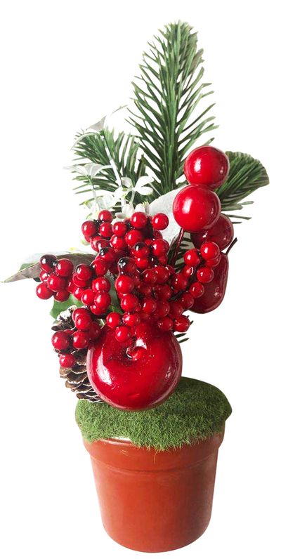 Decoration with apple, in a pot, 25cm, 2pcs