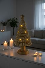 Decoration MagicHome Christmas, tree, polyresin, gold, 11x15.5x31 cm